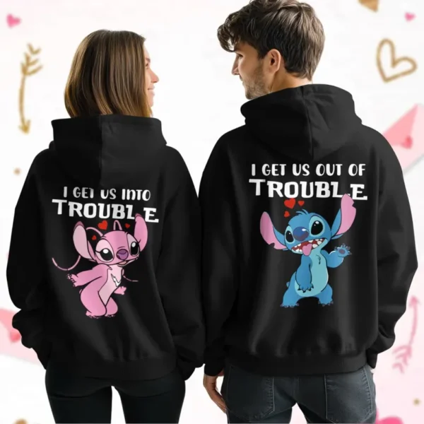 Capuche de Couple Stitch et Angel – Hoodie Disney Parfait pour Couples