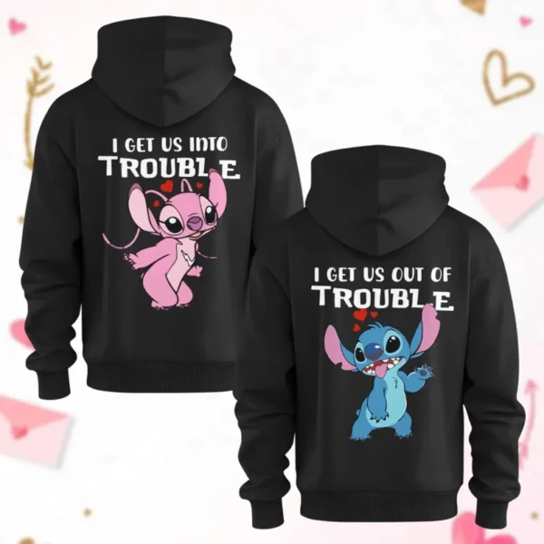 Capuche de Couple Stitch et Angel – Hoodie Disney Parfait pour Couples